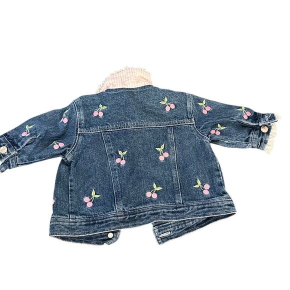 Vintage Cradle Togs kids Blue cherry Embroidered jean Denim Jacket Size 9M - Picture 2 of 6
